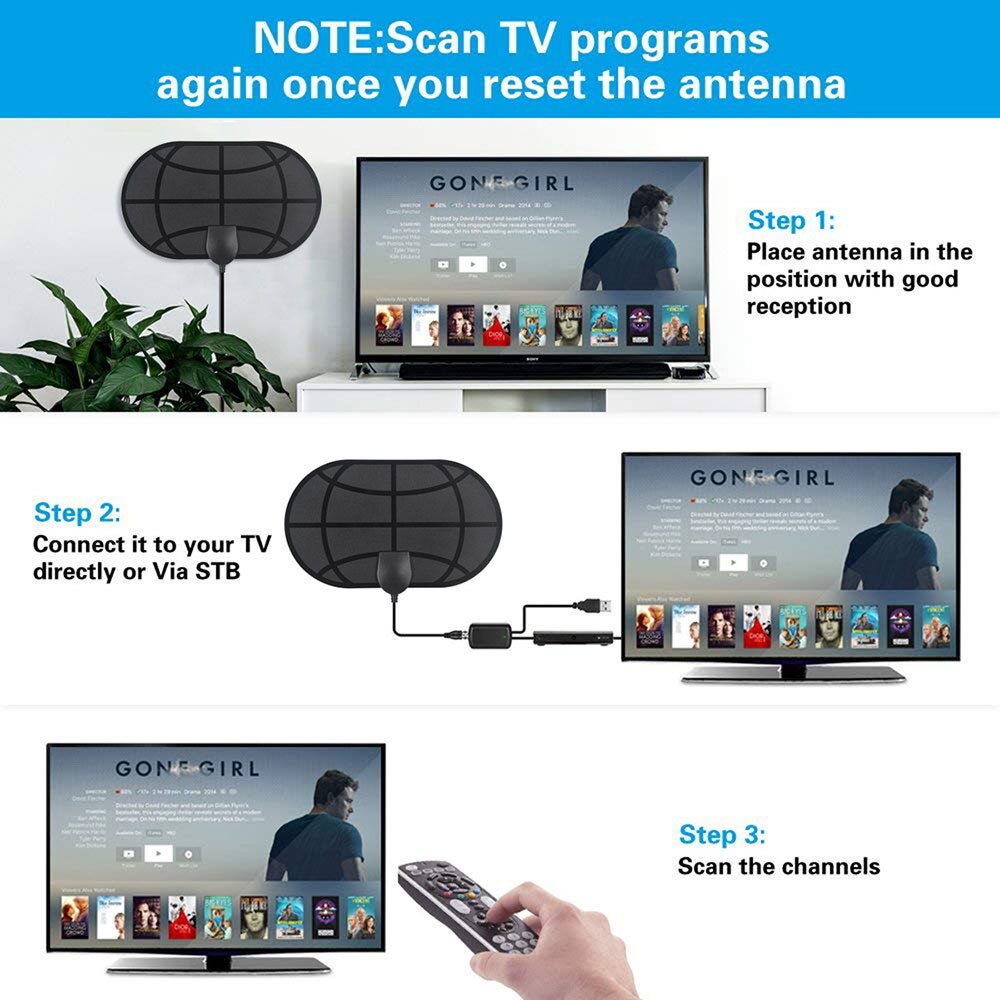 Antenne met een bereik van 980 mijl, 4k digitale hdtv-binnenantennes