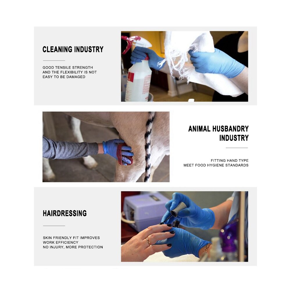 100 pièces jetables gants en Nitrile sans poudre Non vinyle Latex de alimentaire