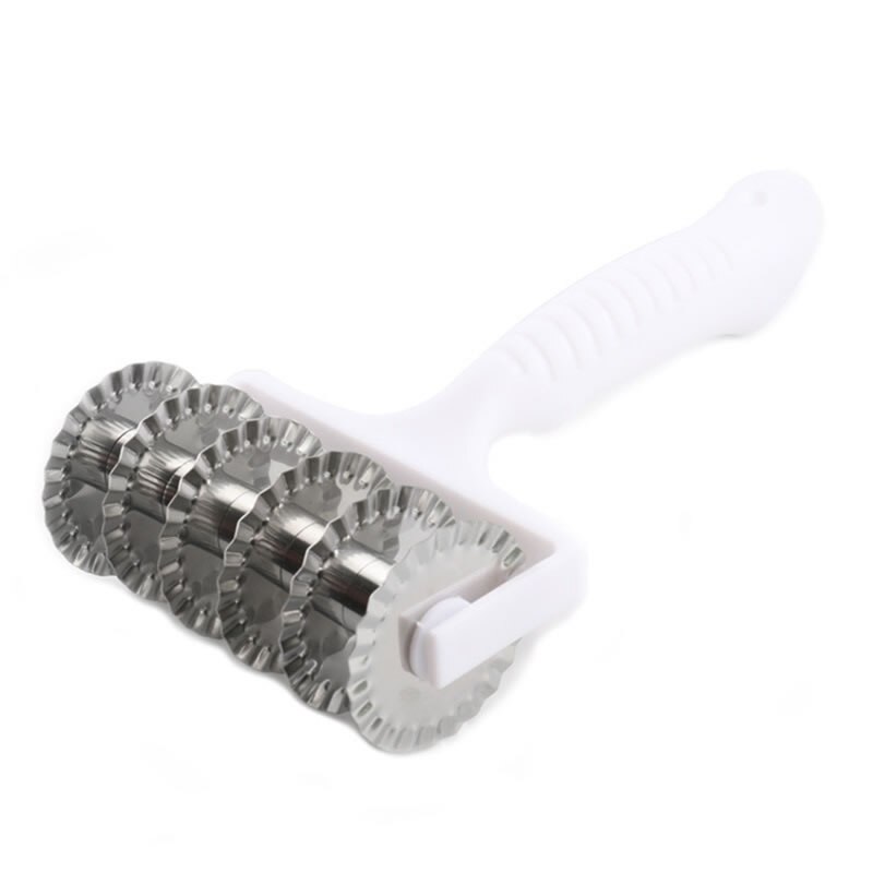 Wavy Rolling Dough Cutter Stainless Steel Pizza Wheel Pasta Cookie Biscuit Scraper Slicer Fondant Cake Mold Baking Pastry Tools: White