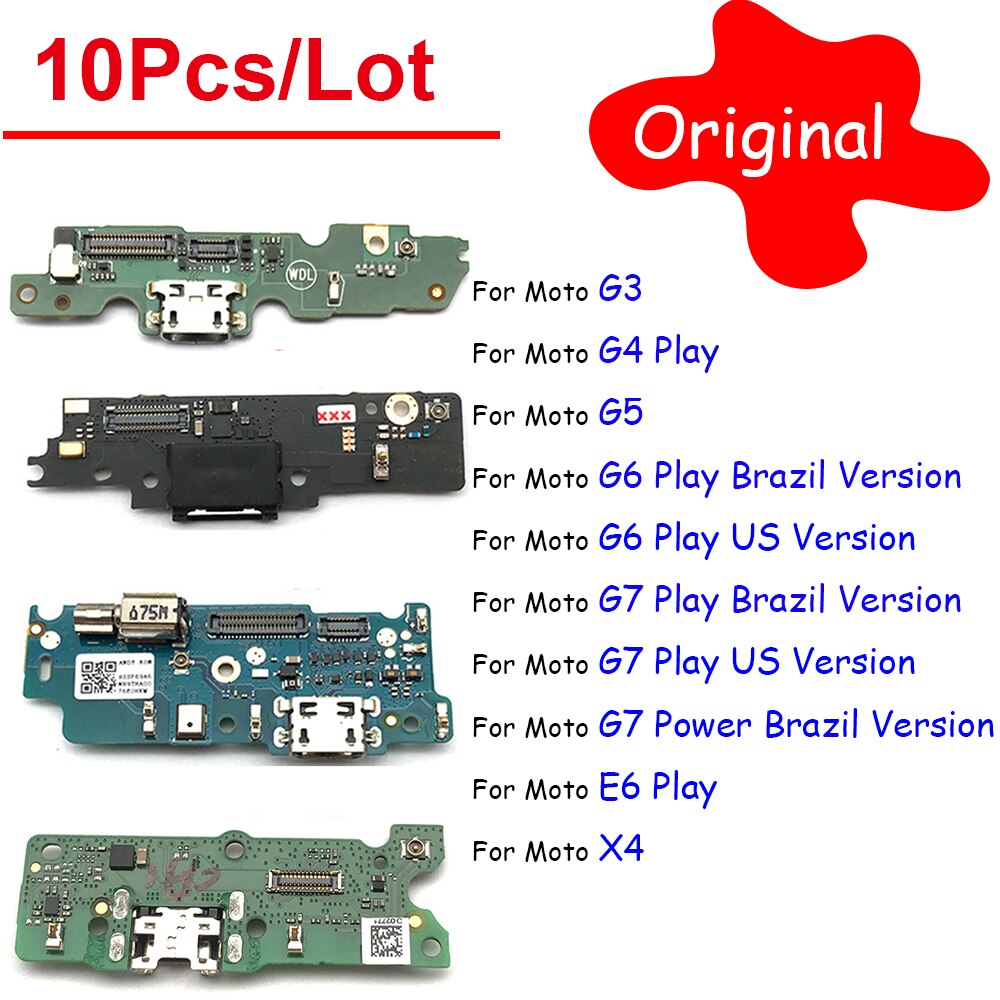 Cable flexible para Motorola Moto G30, G3, G4, G5, G6 Play, G8, X4, G7, Cargador USB, conector de puerto de carga, 10 unids/lote