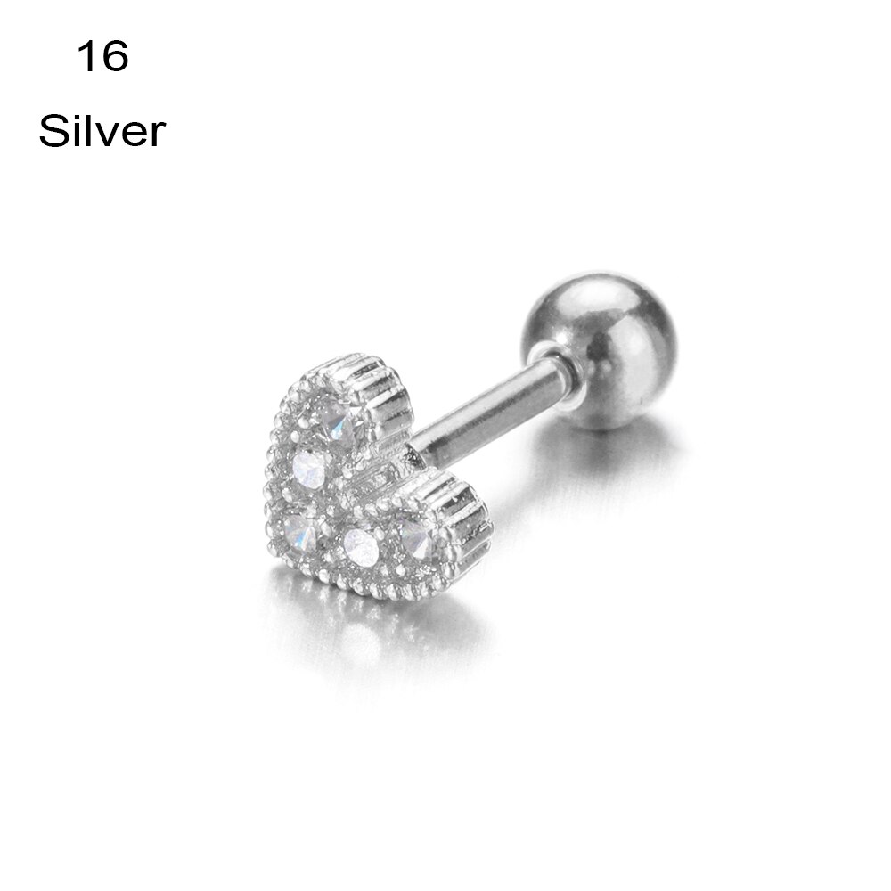 1PC Ear Stud Silver Color CZ Stud Piercing Moon Star Cartilage Earring Tragus Stud Helix Cartilage Piercing Jewelry