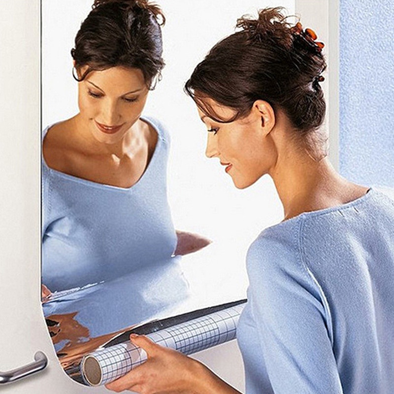 Mirror Wall Sticker Reflective Self-adhesive DIY PET Crystal Mirror Wall Decals Waterproof VJ