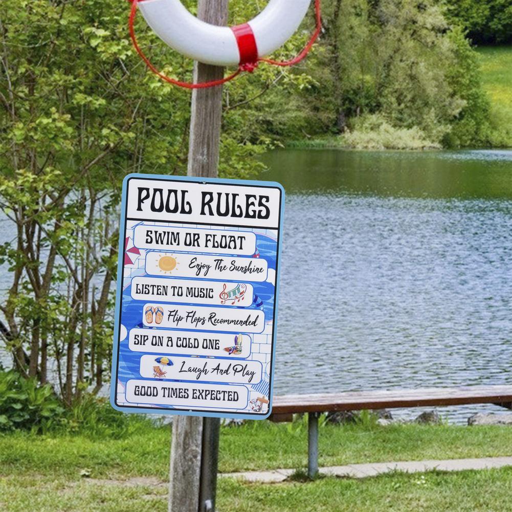 30*20cm Aluminum Alloy Swimming Pool Decoration Sign Warning Rules Sign Outdoor Summer Decoration Pendant Accessories Supplies