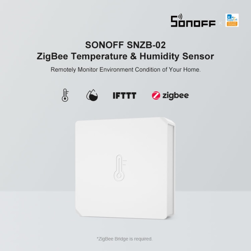 SONOFF SNZB-02 ZigBee Temperature And Humidity Sensor Real Time Notification On E-WeLink Smart Home Work With SONOFF ZBBridge
