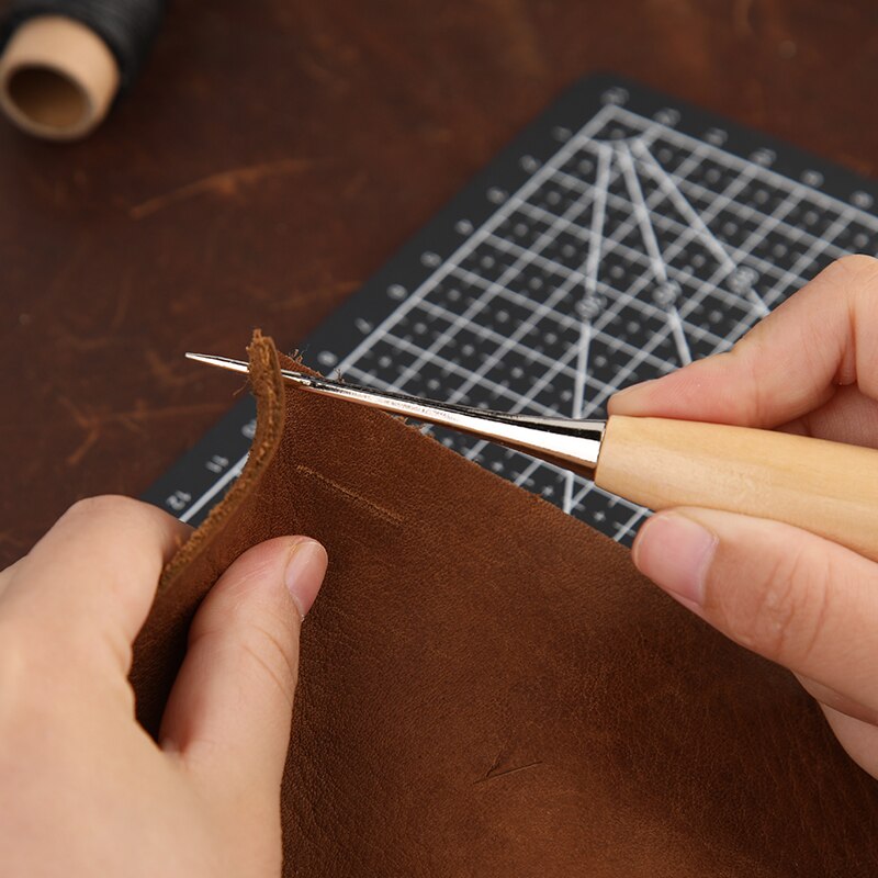 LMDZ 10PCS Leather Waxed Thread Kits for DIY Leathercraft Sewing Tools With Awl, Scissors Hand Stitching Thread Flat Waxed