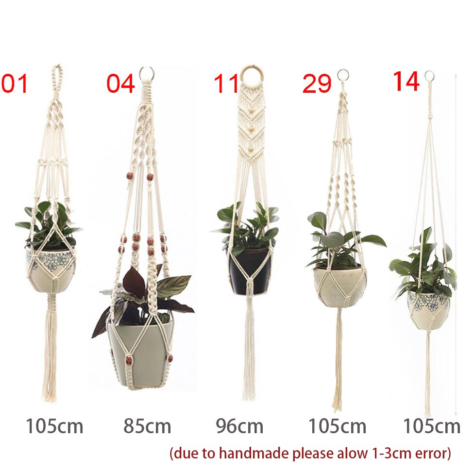 100% handmade macrame plant hanger flower pot baskets hanging net cotton for home wall year decoration Vertical garden