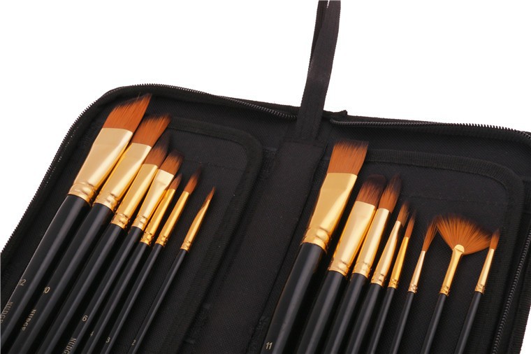 Künstler pinsel mit Pinsel tasche 15 teile/satz feines Nylon haar