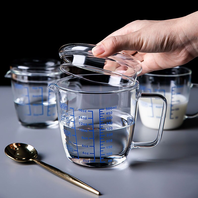 Pyrex – tasse à mesurer le lait 250ml/500ml, tasse à mesurer micro-ondes, pichet à lait en verre avec couvercle, tasses à expresso