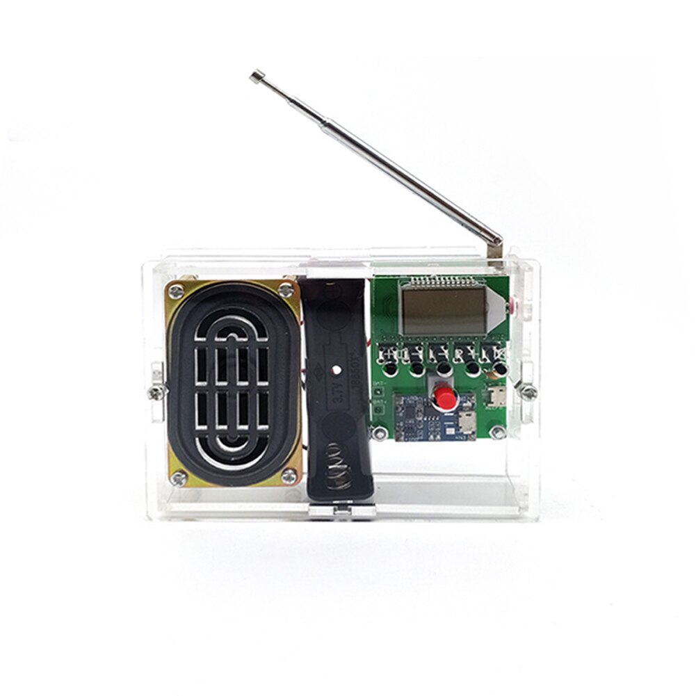 76-108MHz Radio set Automatically Adjust FM DIY Radio Set LCD Display Radio ith Power Amplifier Antenna Parts with Cover