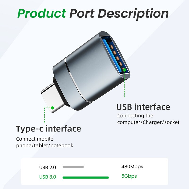 Type C to USB 3.0 Converter Type-C OTG Cable Type C Converter For Samsung S20 S10 S9 Note 10 Lenovo Tab 4 10 Plus USB-C Adapter