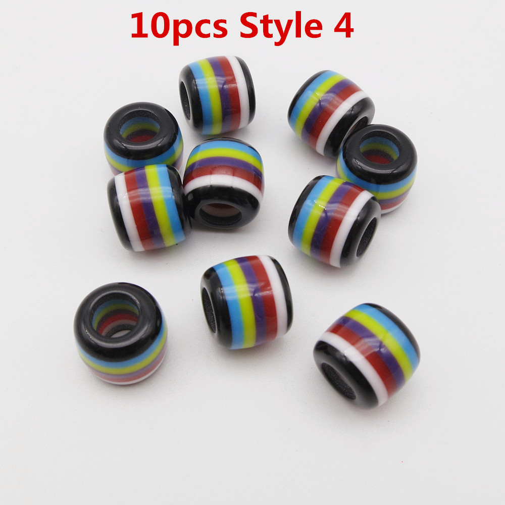 10pcs-30pcs Crochet kids women Braids multi coloured Hair braid Dreadlock Beads rings tube approx 6mm hole for girls Accessories: 10pcs Style 4