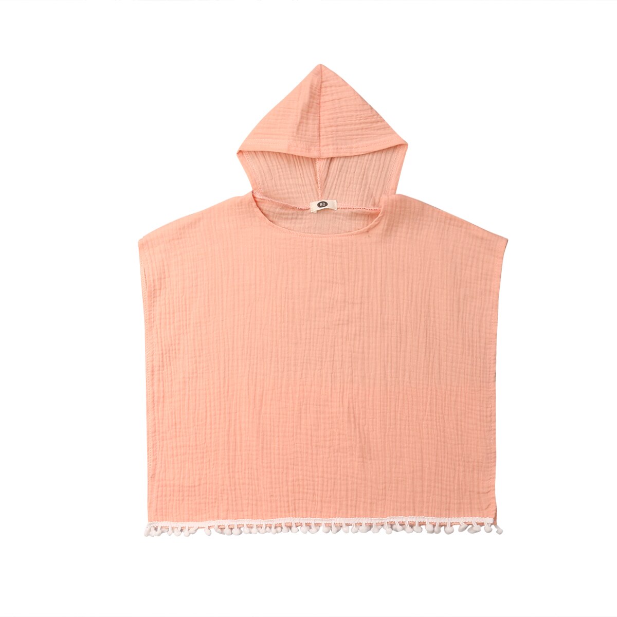 Brand Toddler Child Kids Baby Girl Long Cape Dress Hooded Tassel Solid Cotton Cloak Poncho Jumper Cape Clothes 6M-4T: Pink / 2T