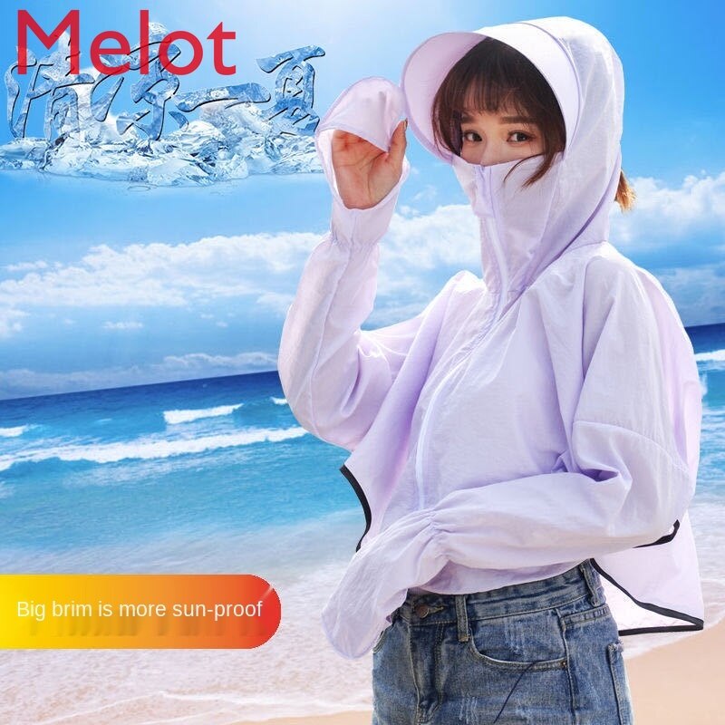 Ropa de protección solar para mujer, estilo coreano, protección UV, capó corto, a prueba de sol, Verano