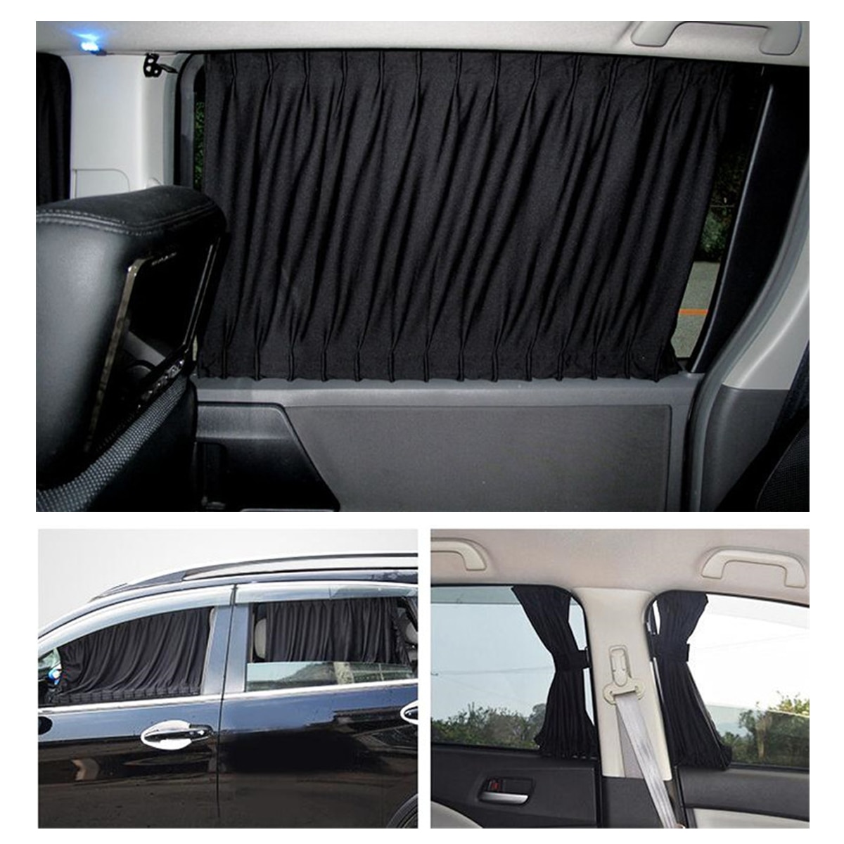 2Pcs Car Gordijn Side Window Shield Protector Sliding Installeren Zonneklep Jaloezieën Cover Cortinas Coche Zonnescherm