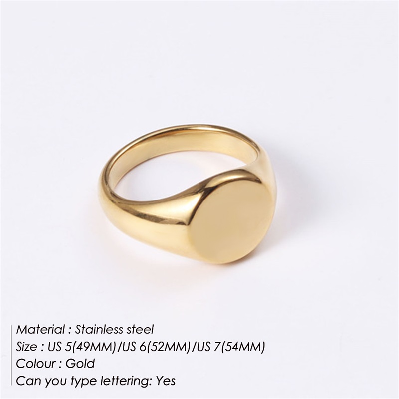 EManco-Bague Ronde Épaisse en Acier Inoxydable pour Femme, Minimaliste, oral alière, Timbre Lettre, Top Initial Punk, , Bijoux Carimplantés: 6 / YELLOW
