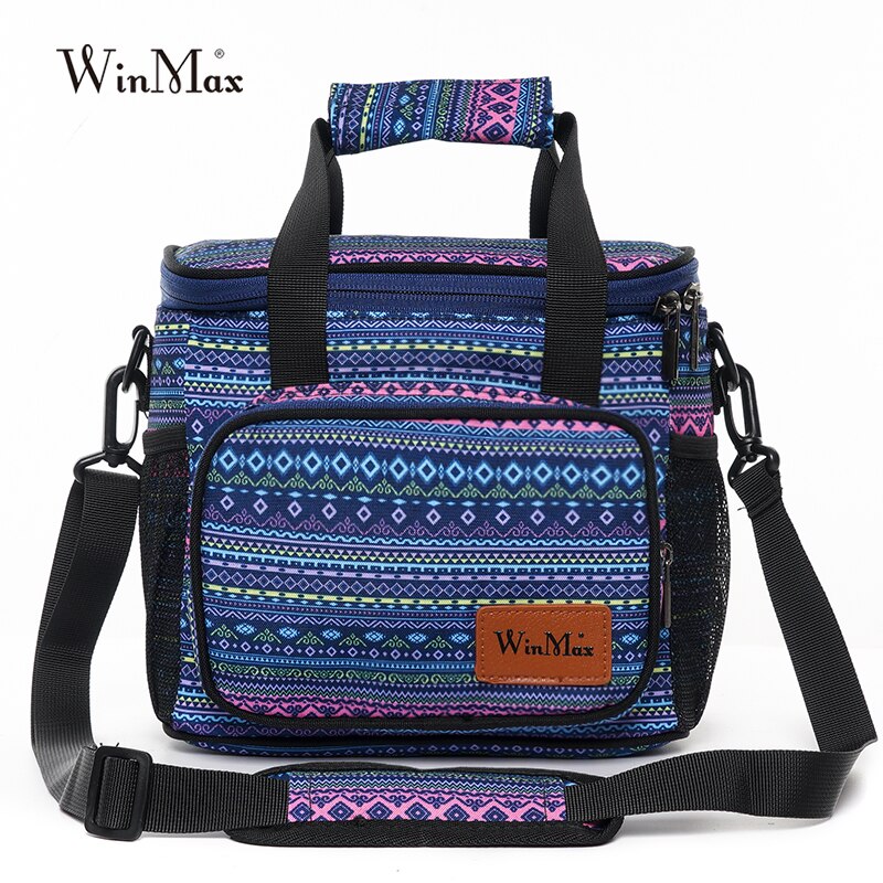 Winmax Böhmen Mittagessen Taschen für Frauen Isolierte Thermische Kühler Mittagessen Kasten Picknick Frisch Tasche Bolsa termica loncheras para mujer: XWI3-Y007blue