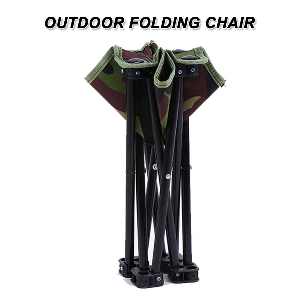 Iron Camouflage Folding Chair Portable Oxford Cloth Mini Camp Stool Outdoor Folding Chair Beach Fishing Stool Four-Legged