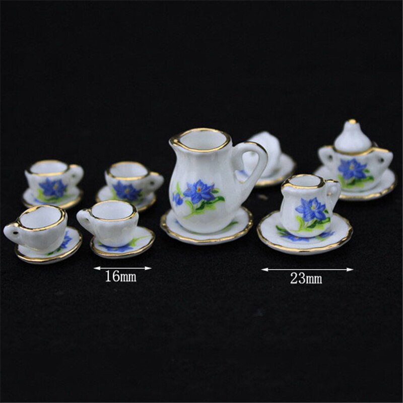 1:12 miniatur 15 stücke Porzellan Tee Tasse Set Chintz Blume Küche Geschirr Puppenhaus Möbel Spielzeug Für Kinder 19 Muster: SC0110