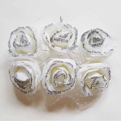 Een Verscheidenheid Van Foam Simulatie Bloemen, Een Verscheidenheid Van Kleur Simulatie Rozen, Handgemaakte Zijden Bloemen, nep Bloemen, Simulatie Plant: WHITE / 1 pc