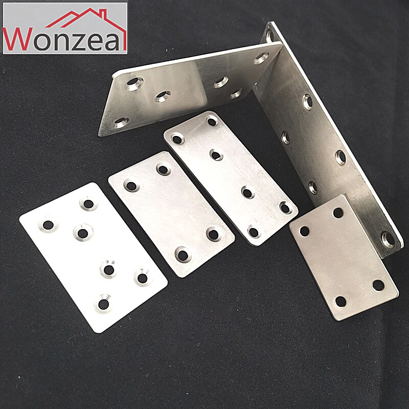 Stainless Steel Straight Strip Plane Corner Bracket Angle Corner Connector Code Furniture Hardware 180 degree