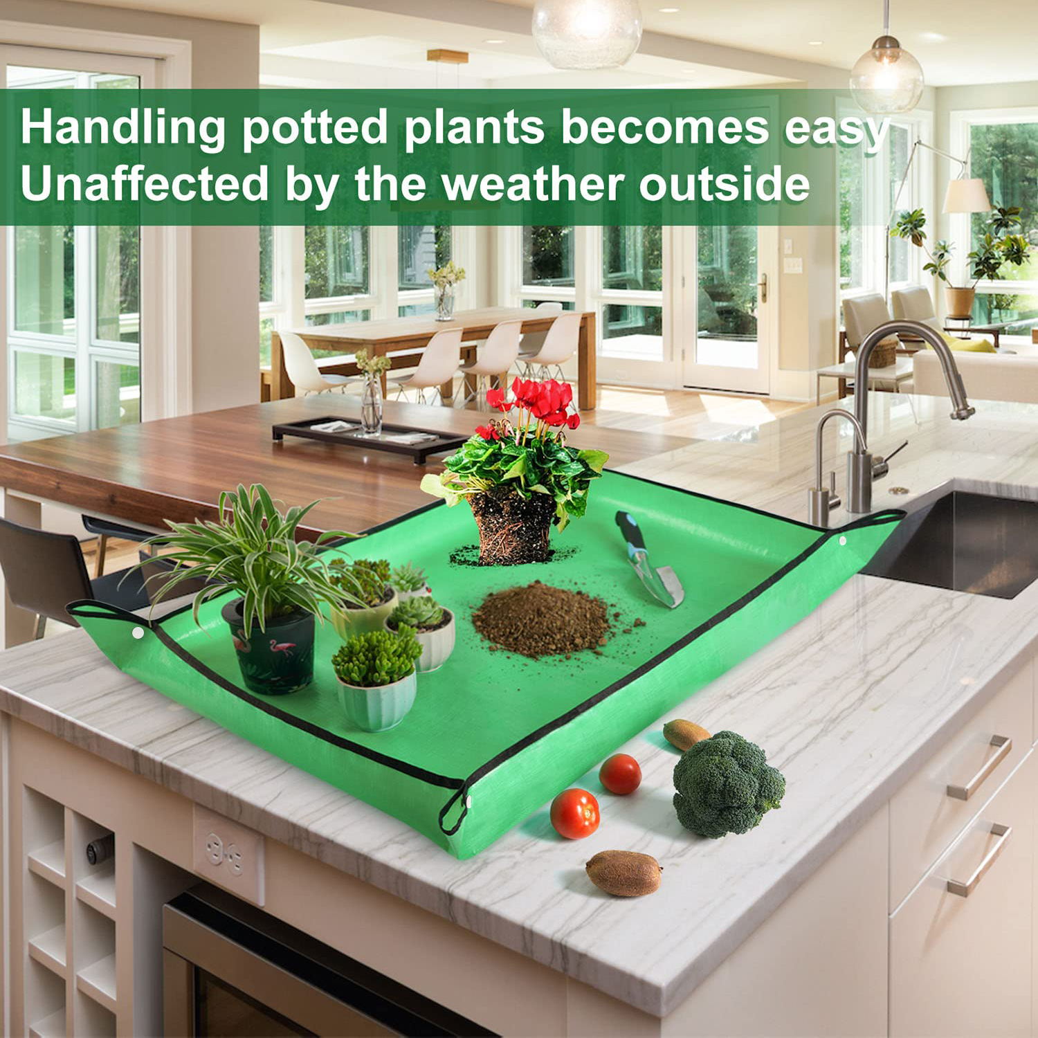 Plant Gardening Tray Mat PE Repotting Thickened Foldable Waterproof Plants Portable Potting Soil Anti-dirty Transplanting Tarp