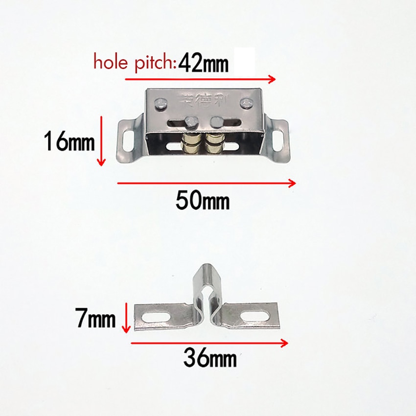 Double Roller Catch Stainless Steel Magnetic Cabinet Catches Hardware Heavy Duty Latch for Cabinet Closet Doors Hole Pitch 42mm