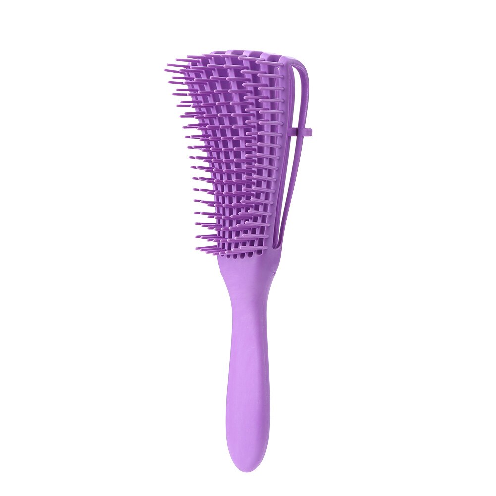 Vrouwen Haar Hoofdhuid Massage Kam Rubber Handvat Nat Krullend Haarborstel Salon Kappers Styling Tools: Paars