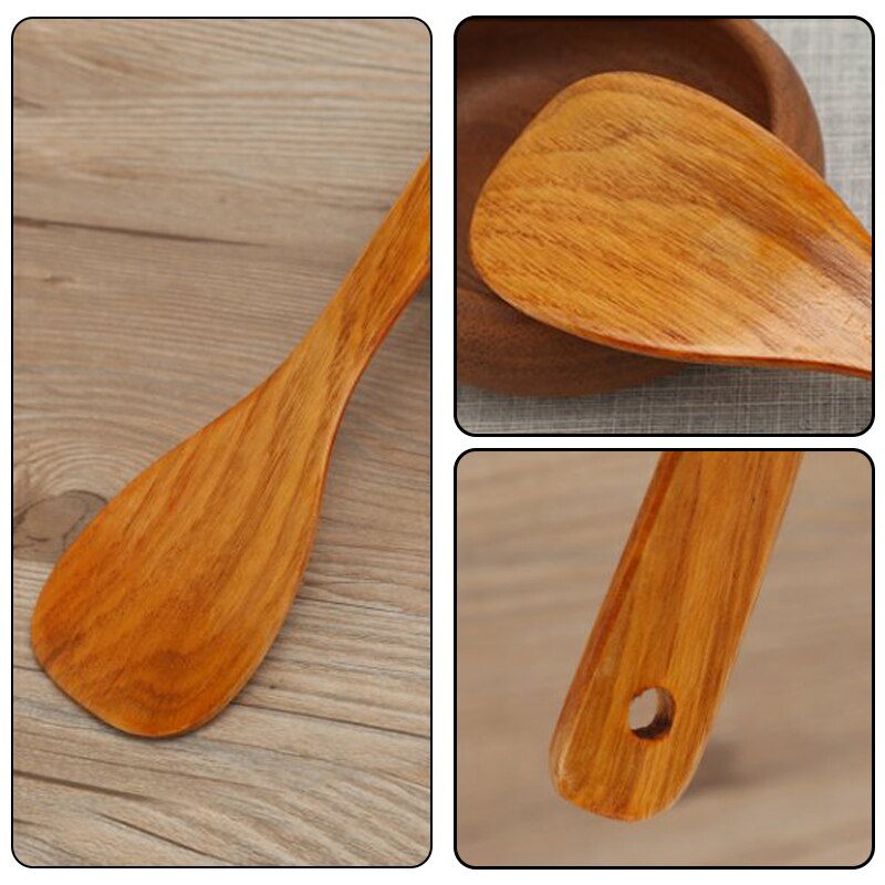 1pc non-stick panne naturlig tre turner tre spatel tre spade tre suppe skje kjøkkenverktøy kokekar ris skje servise