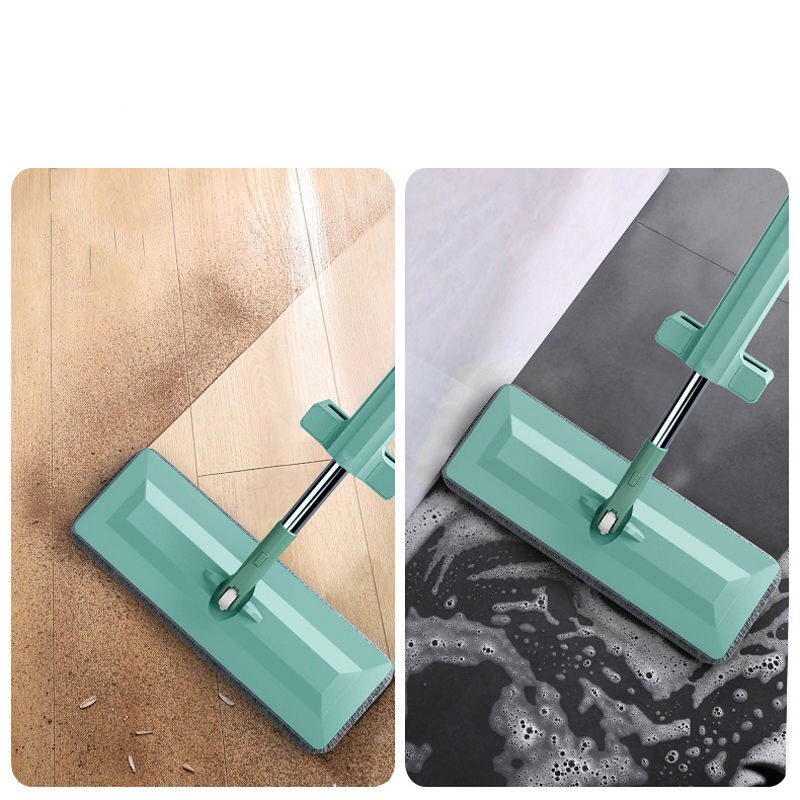 Grand balai serpillière plat à pression automatique, à double usage sec et humide, pour le nettoyage du plancher en bois