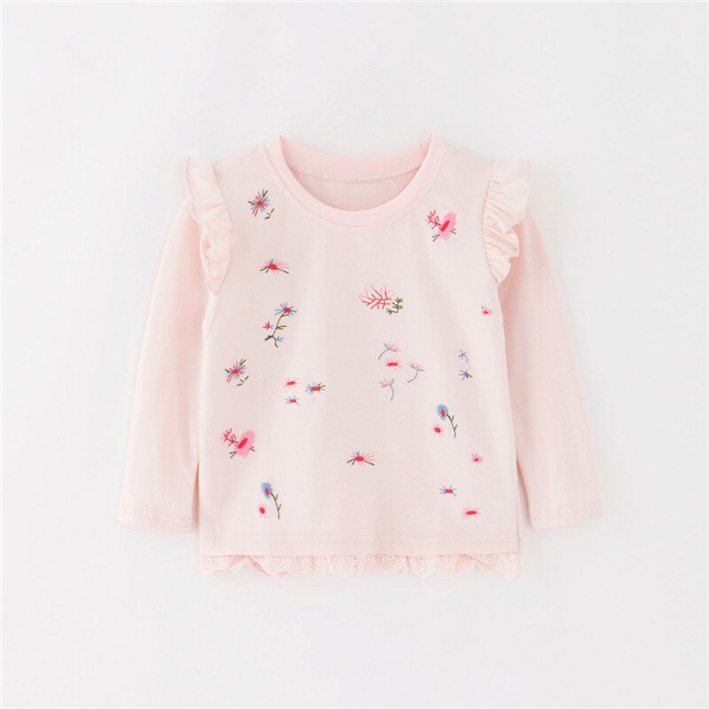 Miss haiwo merk lange mouwen herfst lente t-shirt voor baby's kinderen meisjes eenvoudige bloemenprint schattige t-shirts kleding: 90cm