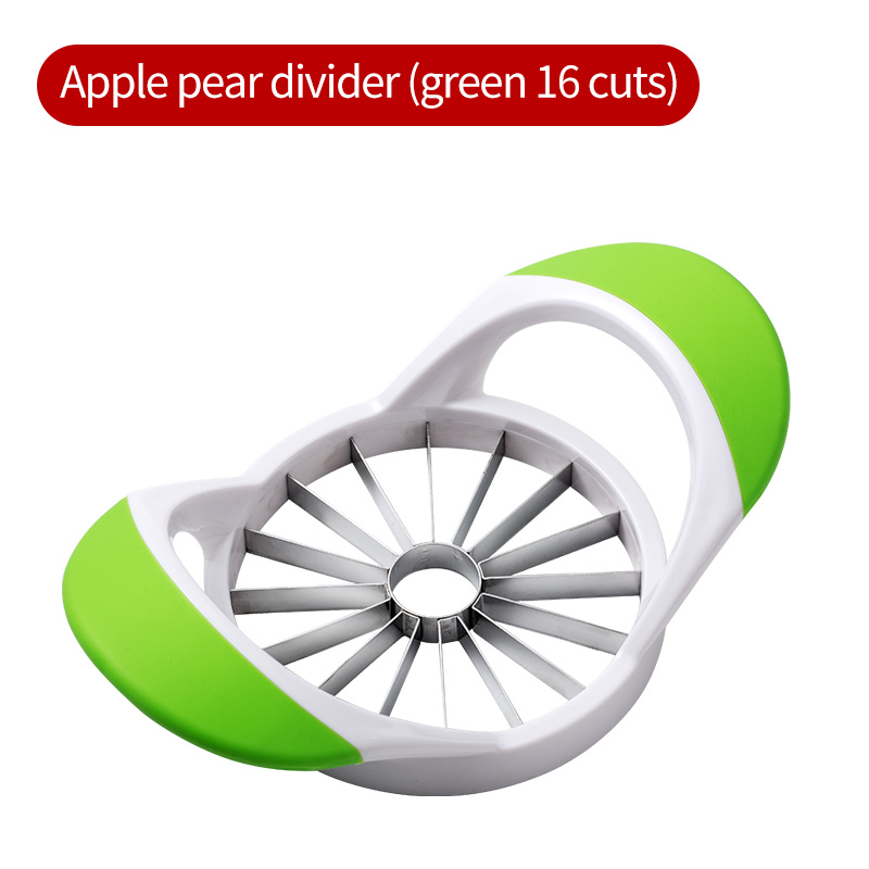 16 Bladen Roestvrijstalen Appelsnijder Snijmachine Abs Anti-Slip Handvat Fruitsnijder: green