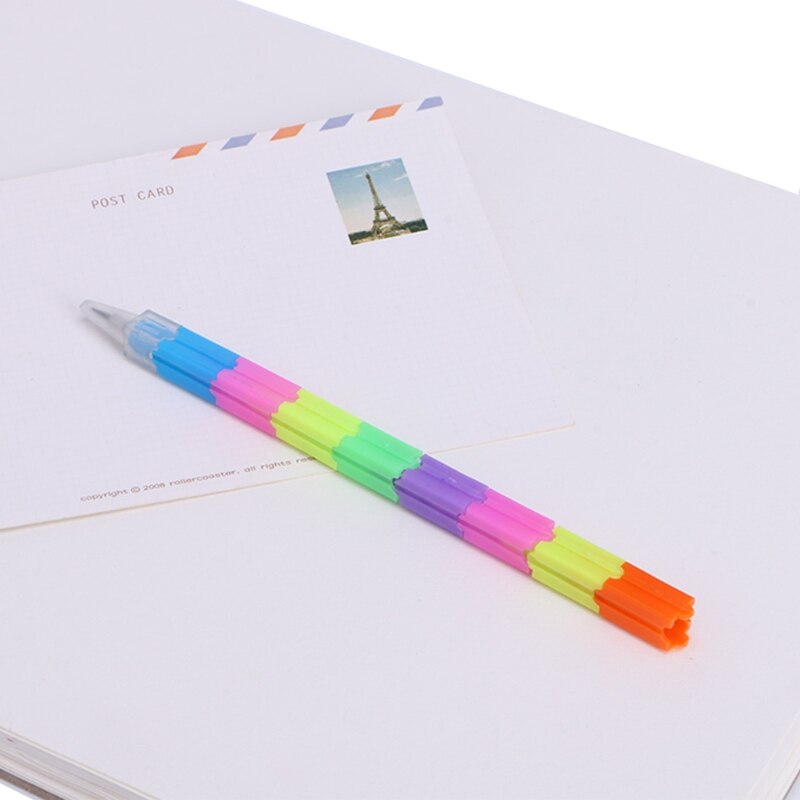 Kawaii block penna kontor skola multifunktion 8 färg färgglada staplare swap pennor 1 st