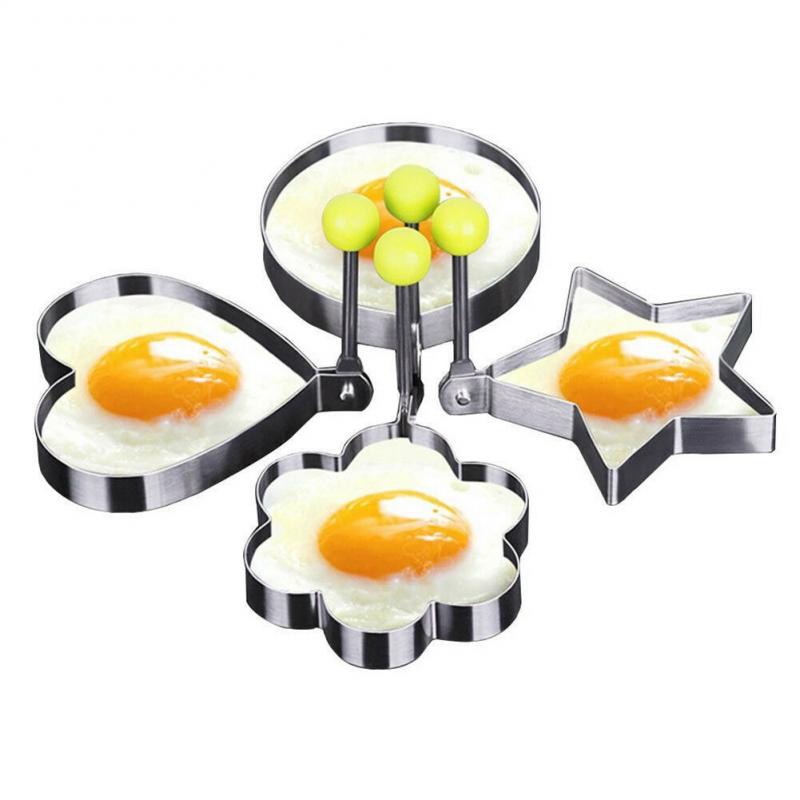 5 Formas de comida de acero inoxidable grado cocina Shaper molde sartén panqueque de huevo frito anillo círculo huevo moldes, utensilios de cocina