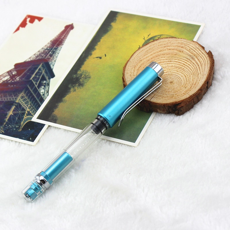 WING SUNG 3008 0.5mm Transparent Fountain Pen 9 Color Pick Fountain Pens Writing Portable Caneta Office School Supplies