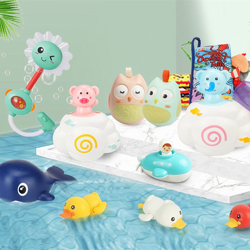 Baby Bath Toys for Kids Shower Beach Bathing Swimming Pool Juguetes for Wind-up Duck Whale Toys for Playing Water Game