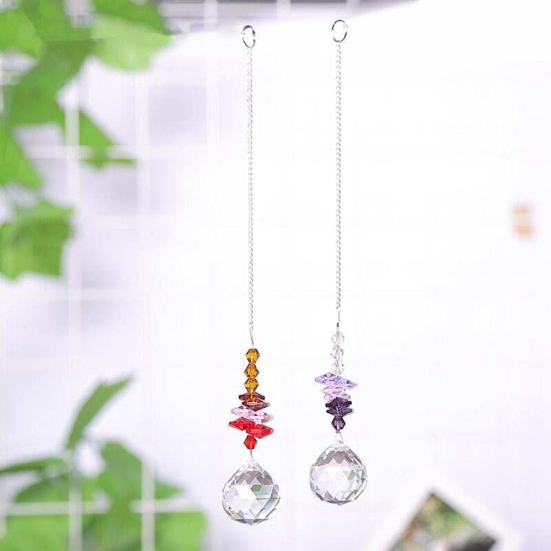 1PCS Hanging Crystal Ball Suncatcher Prisms Rainbow Pendants Wedding Garden Decoration