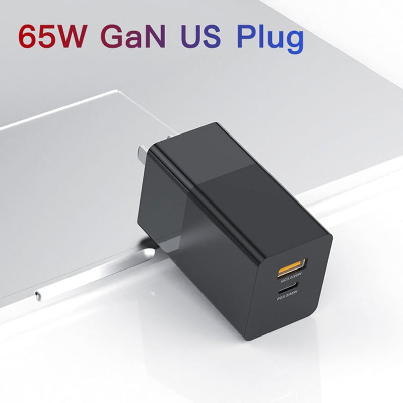 65w adaptador gan carregador pd usb carregamento rápido para xiaomi iphone 12 samsung celular quik carga 3.0 tipo-c carga eua ue plug: Black US GaN Charger