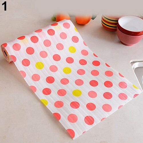 300cm Cute Polka Dots Shelf Paper Cabinet Drawer Liner Kitchen Table Mat Wardrobe Mat Printed Drawer Pad Paper: Pink Dot