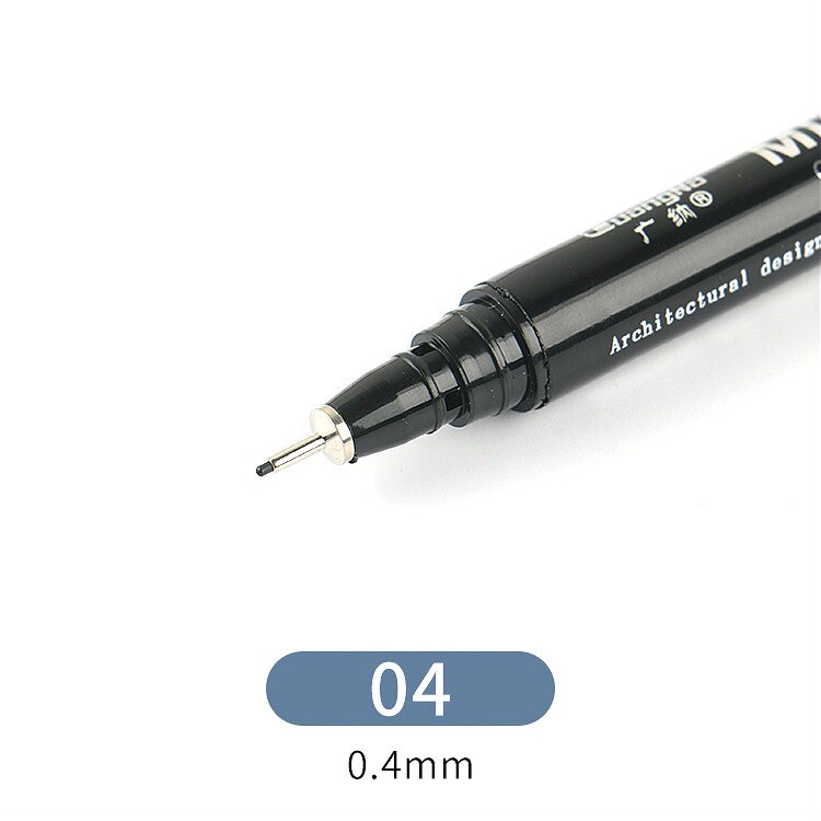 Pigment Liner Ink Paint Brush Marker Pen 0.05 0.1 0.2 0.3 0.4 0.5 0.6 0.8 Different Tip Black Fineliner Sketching Brush Pen Pens: 04