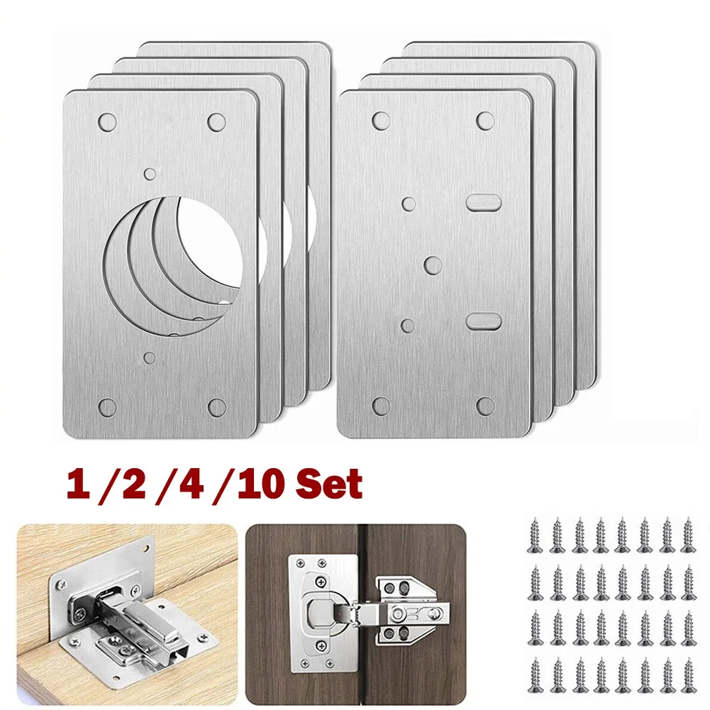 1/2/4/10 Pairs Kast Scharnier Reparatie Plaat Meubels Reparatie Plaatwerk Rvs Schroeven Keukenkast deur Bevestiging