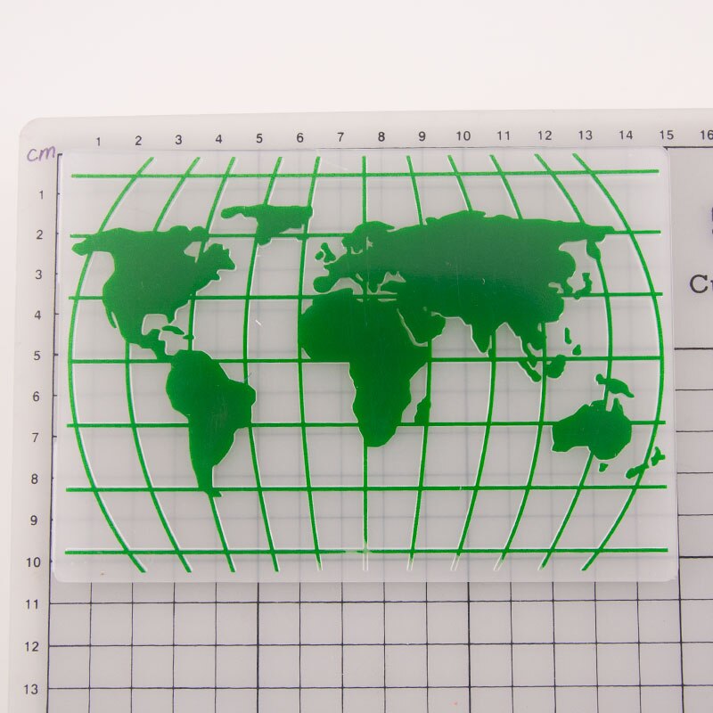 World Map Embossing Folder Stencils for DIY Scrapbooking Plastic Handmade Template Crafts Art Diary Decor Painting Tool Card