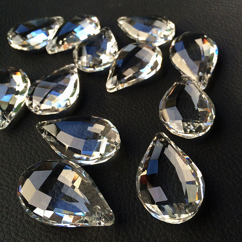 20 pièces 38*22mm Cristal Clair Pipa Pampilles Pour Lustre En Cristal bricolage Accessoires De Décoration À La Maison, Fête De Mariage suncatcher Gouttes
