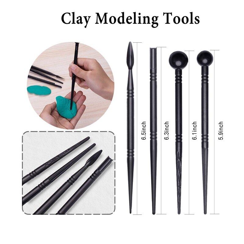 Polymeer Klei Gereedschap 24 Stuks Modeling Klei Sculpting Gereedschap 5Pcs Houten Puntjes Gereedschap + 5Pcs Rubber Tip Pennen + 4 Stuks Ball Stylus Tool + 4 Stuks