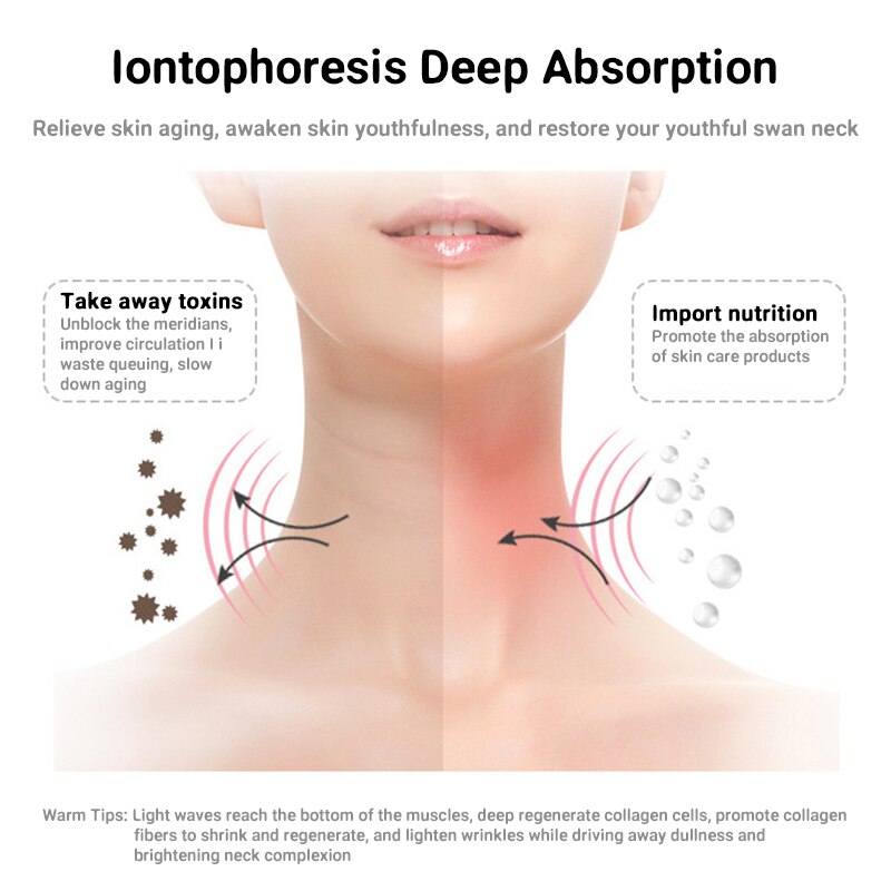 LED Beauty Instrument Photon Therapy Neck Massager Skin Lifting Firming Care Tool Facial Wrinkle Removal Machine Vibration