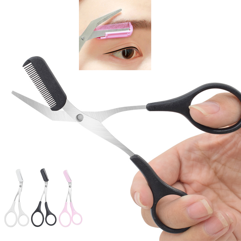 Recortador de cejas seguro, herramientas de maquillaje, tijeras de cejas de acero inoxidable con peine, afeitadora para depilación, herramientas de maquillaje para dar forma a las cejas