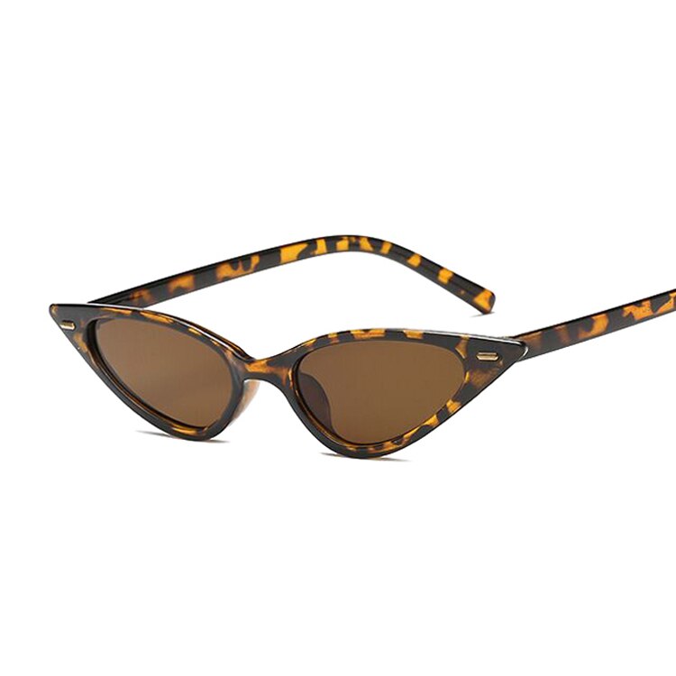 Små cat eye solbriller kvinder mærke trekantede cateye solbriller kvindelige farverige spejl vintage oculos de sol: Leopard
