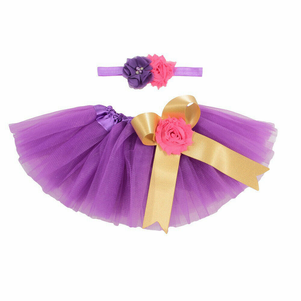 Nuovo Bambino Appena Nato Del Bambino Della Ragazza Pannello Esterno Del Tutu &amp; Della Fascia Foto Prop Costume Outfits: Viola