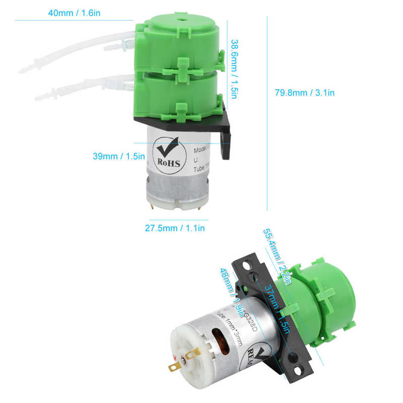Peristaltic Pump Mini Dual Head Dosing Water Circulating With 1X3mm For Viscous Non Viscous Liquid Fish Tank Pump
