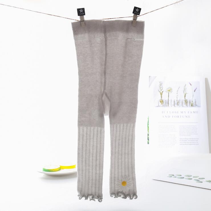 Barn bebis flickor leggings tunna anti-myggblomma solida ruched byxor toddler nio pnats barn casual strumpbyxor strumpa 6m-4y: E / 6-12m