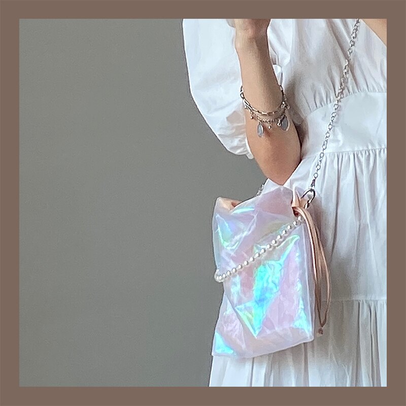 Mini sacs à main avec chaîne perlée pour femmes, sacs à bandoulière Vintage, fil de , sacoche de soirée, pochette